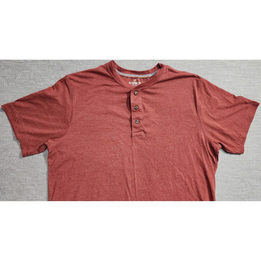 Outdoor Life Mens Red Henley Shirt Wilderness Sueded Henley Size L‎